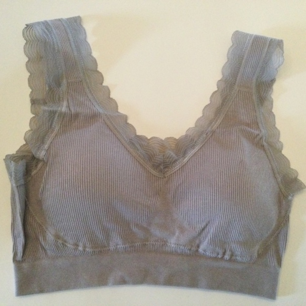 Rhonda Shear NWT Gray Stretch V Neck Bra Removable Pads Size 1X